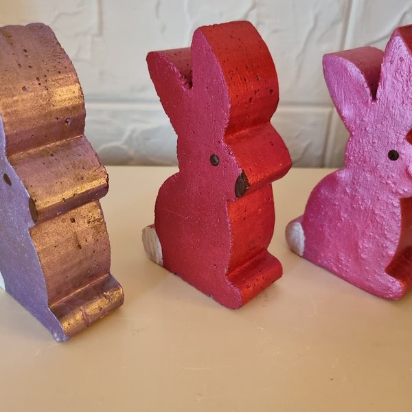 Betonfiguren Hasen 3er Set Ostern Osterhasen bunt