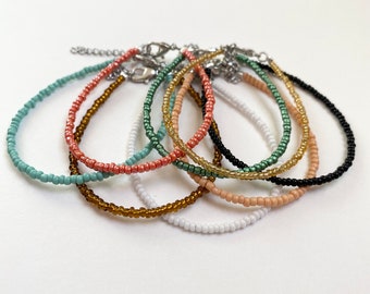 Seed bead bracelets for women, women’s gift idea, solid color seed bead bracelet, seed bead jewelry, surfer bracelet, summer jewelry