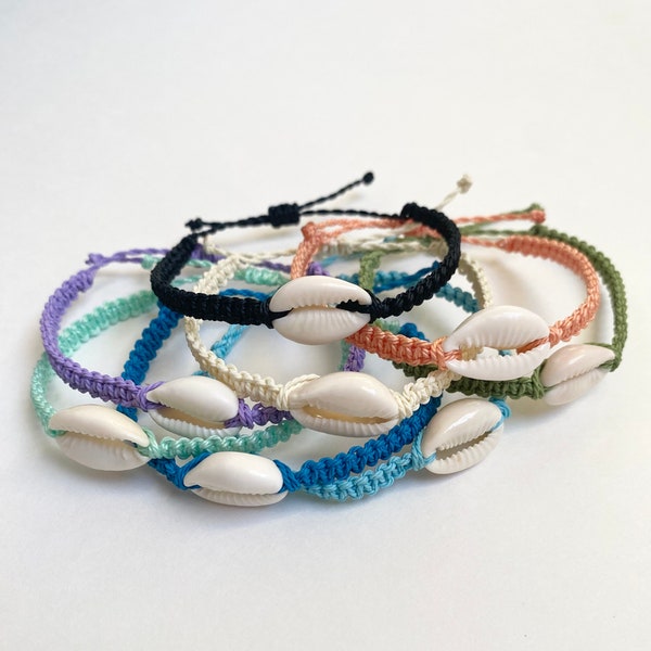 Waterproof cowrie shell bracelet, sea shell bracelet, cowrie shell anklet, women’s gift idea, men’s gift idea, adjustable bracelet