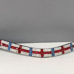 Saint George&#39;s Flag - Preciosa Crystal English Leather Browband