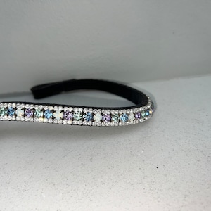 Pastel colours  - 3 Row Preciosa Crystal English Leather Browband
