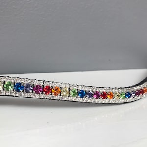 Rainbow - 3 Row Preciosa Crystal English Leather Browband