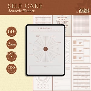 Self Care Aesthetic Planner, Self Care Planner Printable PDF, Holistic Self Care Check List, Self-Care Workbook for Personal Development
