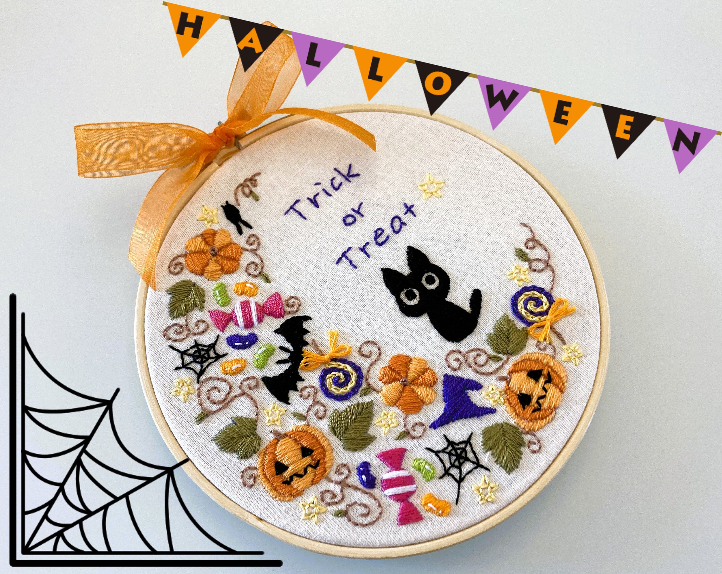 Halloween Stick and Stitch Embroidery Designs, Stick-on embroidery  patterns, embroidery transfers, modern embroidery kit, spooky embroidery
