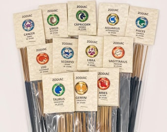 Zodiac Stick Incense Set, 12 x 20 Stick Packs. Zodiac Ritual Gift Set