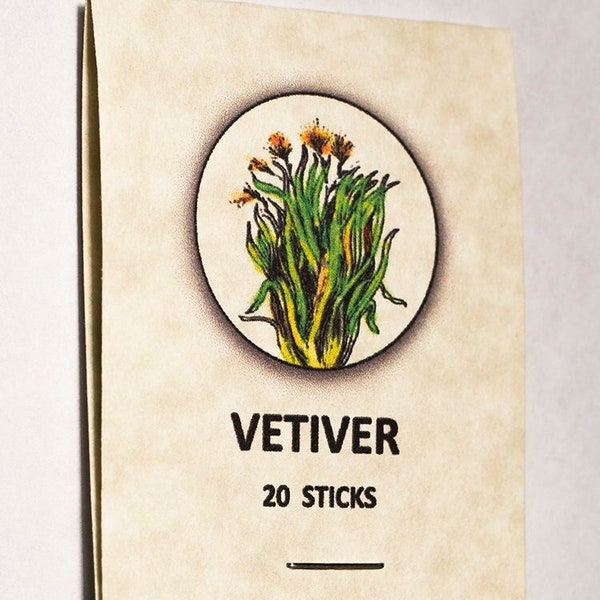Vetiver, 10.5" Charcoal Incense Sticks, 20 Pack