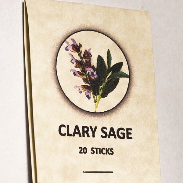Clary Sage, 10.5" Charcoal Incense Sticks, 20 Pack
