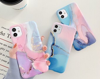 Watercolor Marble Silicone Case Cover For iPhone 13 12 11 Pro Max, 12 11 Pro  XR Case, iPhone 8/7 plus  Cute Colorful soft case