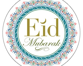Eid Mubarak Non Personalised Stickers Ramadan Celebration Muslim Islam party 37mm x 105 stickers  ref: 1202