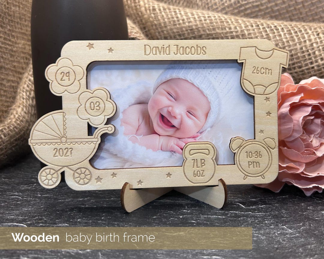 Personalised Baby Photo Keepsake Gift, Baby Birth Announcement, Newborn ...