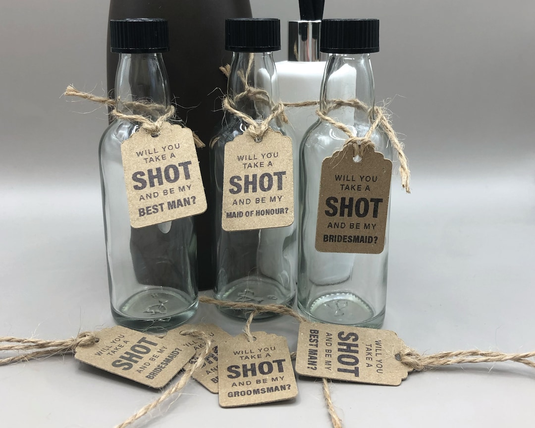 Mini Shot Bottle Will You Be My Best Man Take a Shot Wedding Question