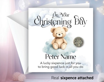 Regalo di battesimo personalizzato per bambini - Moneta da sei penny fortunata - Regalo di battesimo personalizzato - Ricordo del battesimo - Regali di benedizione 20