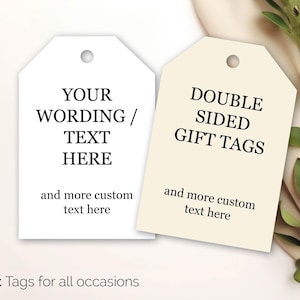 Doppelseitig kundenspezifische personalisierte Geschenkanhänger, Swing-Tag-Hängetiketten jede Benennung Ereignis Hochzeit Geburtstag Beerdigung Geschäft Wachskerze Gunst 134