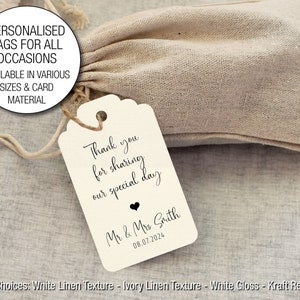 Etichetta regalo "Grazie per aver condiviso con noi il nostro giorno speciale", etichette personalizzate per matrimonio, fidanzamento, bomboniere, sacchetto regalo per baby shower 75