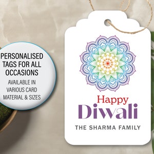 Personalised Diwali Gift Tags Kids Gift Bag Indian Festival of Lights Celebration,  Diwali Tags, Deepawali Gift Tags, Printed Cards 092 c