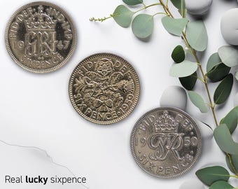 幸運の6ペンスコイン記念品結婚式の記念品誕生日の贈り物1947-1967年の