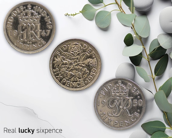 幸運の6ペンスコイン記念品結婚式の記念品誕生日の贈り物1947-1967年の