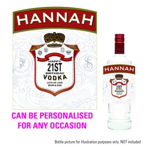 Personalised new style vodka label sticker birthday novelty gift 21st 18th 30th 40th Christmas label 046