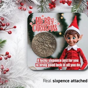 Freche Elfe Weihnachten Geschenk Glücksbringer Sixpence Münze Merry Christmas Andenken, Mädchen & Jungen, Strumpffüller Heiligabend Geschenk Wichtel 33