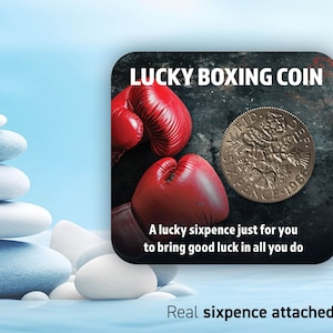Bokserskie prezenty dla bokserów - moneta Lucky Sixpence, prezenty bokserskie, nowatorski prezent dla niego, jej mamy, przyjaciółki, noc walki, szczęśliwy urok, urodziny 14