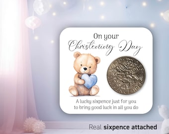 Regalo di battesimo, moneta da sei pence portafortuna, ricordo di battesimo personalizzato per bambino e bambina, regalo di benedizione per figlia, figlio e nipote 10