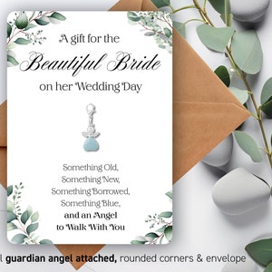 Something Blue Gift For Bride - Wedding Bouquet Charm - Guardian Angel Charm - Memorial Gift Bride - Remembrance Gifts - Family Loss 30