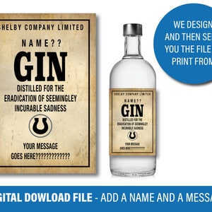 Descarga digital Etiqueta adhesiva personalizada Peaky Blinders Clip art Etiqueta de botella Diseño jpeg pdf Cumpleaños 21, 18, 30, 40 104