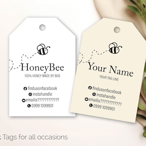 Honingbij gepersonaliseerde zakelijke cadeaulabels, swing tag hang tags elke tekst elk evenement kerst handgemaakt kraftpapier eerlijke verpakking 162