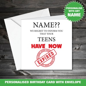 Carte d'anniversaire personnalisée pour 20 ans, fille expirée, fils, soeur, ami, frère, carte de voeux amusante, fin de l'adolescence, GLOSS 200