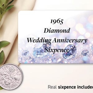 1965, cadeau d'anniversaire de mariage diamants de six pence - dans un sac cadeau en organza - pour carte de 60 ans - cadeau souvenir traditionnel Pièce nostalgique des 60 ans 41