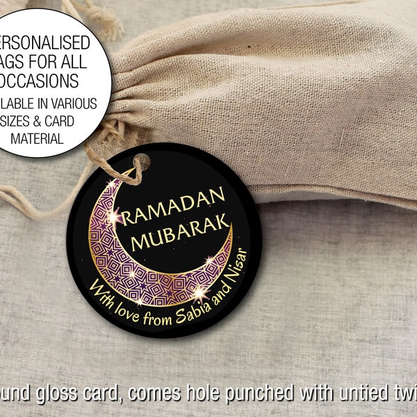 Rondes personnalisées Eid Ramadan Mubarak Islam Respect Ramadan Kareem Favor Sweet Gift Tags avec ficelle et trou perforé Différentes tailles 73