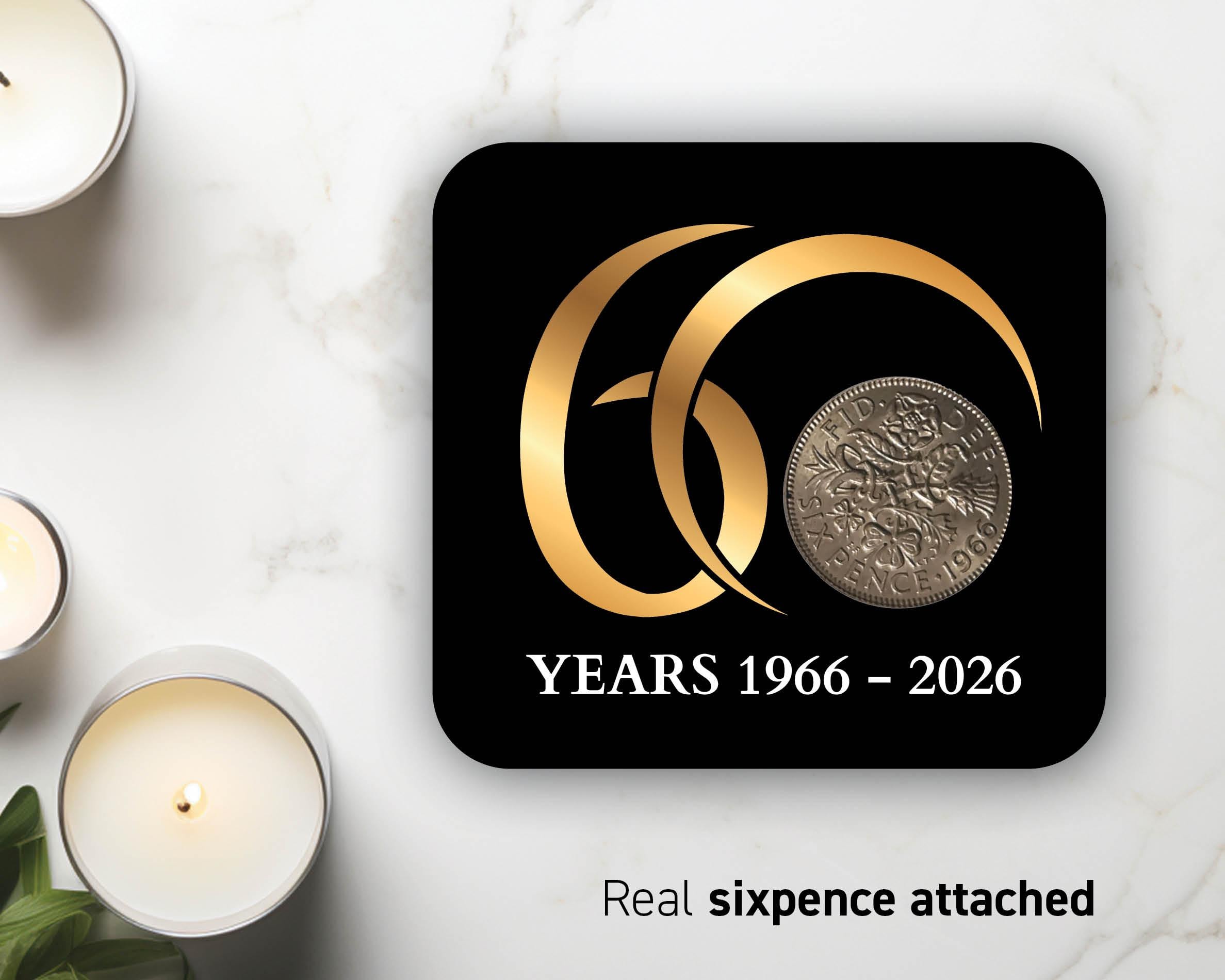 60周年 1966年 パーソナライズギフトコイン ラッキー6ペンスコイン 誕生日プレゼント 夫 兄弟 父 母 友人 記念日 60周年 ref: 42  - Etsy 日本