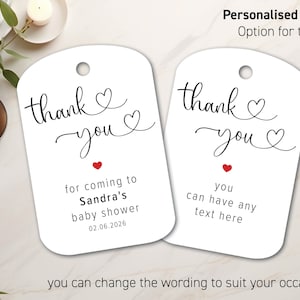 Etichette regalo personalizzate per baby shower, bomboniera, grazie, cuore moderno, baby brunch, per confezionare e regalare regali, cartellino appeso, futura mamma 132