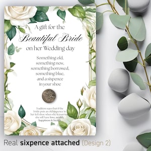 Lucky Sixpence Something Old Gift Card for Brides Wedding Keepsake Bridal sixpence for shoe Something Old Traditional gift Bridal present 59