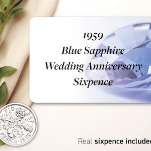 1960 Sixpence 65.Blauer Saphir Hochzeitsjubiläum Geschenk - für 65. Hochzeitstag Karte - 65 Jahre Traditionelles Andenken Nostalgische Münze