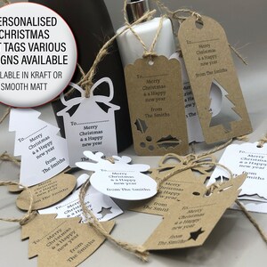Personalisierte Weihnachtsweinleseetiketten, personalisierte Hanggeschenkanhänger, Weihnachtsnamenkartenpaket, gedrucktes persönliches Geschenketikett, Anhänger Favor Tag 16