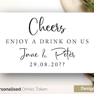 Ficha rectangular personalizada para bebidas de boda 238