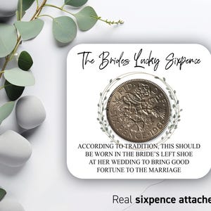 Seis peniques por su zapato - Moneda de la suerte de la novia 45