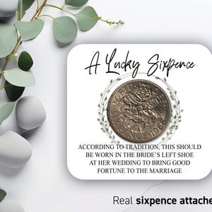 Idea de regalo para novias: Moneda de seis peniques de la suerte. Regalo para novias. Idea de regalo para el día de la boda. Regalo de recuerdo de boda para novias. Recuerdo de la suerte. 44