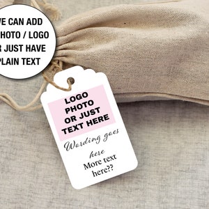 Gepersonaliseerde gepersonaliseerde hanglabels, voeg je eigen logo toe, foto of tekst, ideaal voor alle verpakkingstypen, inclusief cadeaulabels