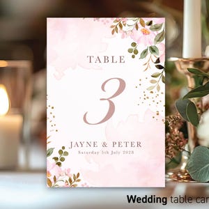 Tarjetas para el plano de las mesas de boda / Números de mesa en hoja de oro ruborizado / Tarjetas para el plano de asientos / Plano de asientos / Tarjetas de boda / Nombres de mesa IMPRESOS 94