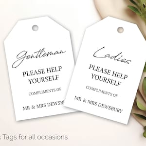 Minimalistisch label voor huwelijksbedankjes, dames en heren, help jezelf, bedanklabel cadeaulabel, gepersonaliseerd label voor bruiloftsreceptie 136