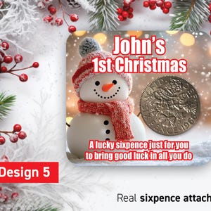Eerste kerst baby - gepersonaliseerd 1e kerstcadeau - Lucky Sixpence-munt - kerstaandenken - klein kerstcadeau nieuwe ouders 53