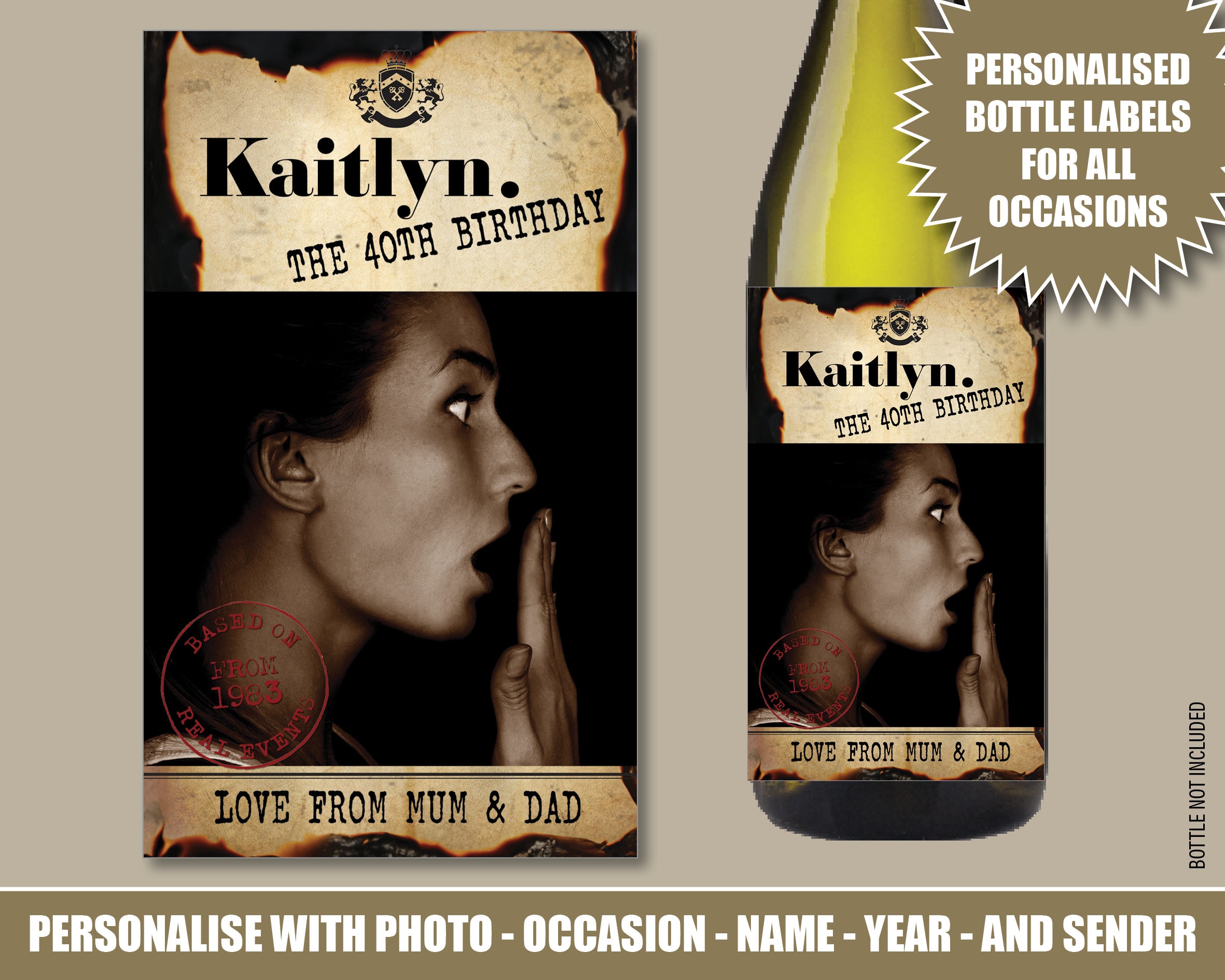 Personalised Red wine bottle label, Perfect Birthday/Wedding/Graduation Gift eBa