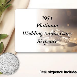 Presente de 70º aniversário de casamento de platina de seis pence de 1955 - para cartão de 70º aniversário de casamento - Moeda nostálgica de lembrança tradicional de 70 anos 41