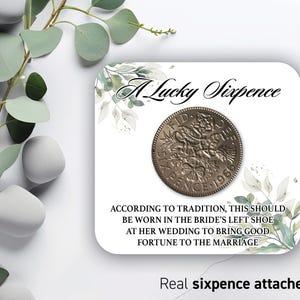 Moneda de seis peniques para la novia - Moneda de seis peniques de la suerte - Regalo para la futura novia - Regalo de bodas para la novia - Suerte para la novia - Futura esposa de 50 años