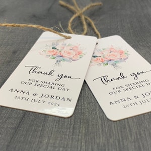 Carte recyclée florale de remerciement, étiquette-cadeau de faveur de mariage, étiquettes de mariage personnalisées, cadeau de mariage son préféré pour la mariée