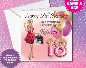 Personalised 18th 21st 25th 30th Happy Birthday Card Daughter Sister Best Friend Greeting Card Granddaughter Party Choice of hair 33