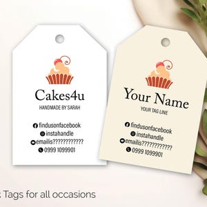 Gerecycleerde gepersonaliseerde zakelijke cadeaulabels, swingtag-hangtags elke tekst elk evenement Moderne handgemaakte kerstcake maker gunst 161