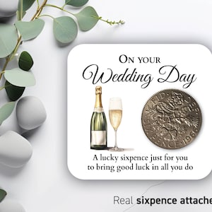 Idea de regalo para el día de tu boda, moneda de seis peniques de la suerte, regalo para el novio, idea de regalo para el día de la boda, recuerdo de la suerte del novio 08